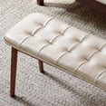 thumbnail image 2 of Set of 1 Dining Bench Table Bench with Leather Cushion, Wood Bench Solid Wooden Bench Indoor Dining Room Table Home Bedroom Bed End Restaurant Modern Hallway Furniture (White), 2 of 7