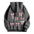 thumbnail image 3 of Women Sweatshirt Long Sleeve Hoodies Bow Tie Print Casual Fall Loose Pullover Hooded Sweatshirt Dark Gray S,Blouse for Women, 3 of 5
