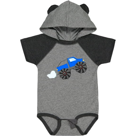 Inktastic Blue Monster Truck Action Boys or Girls Baby Bodysuit