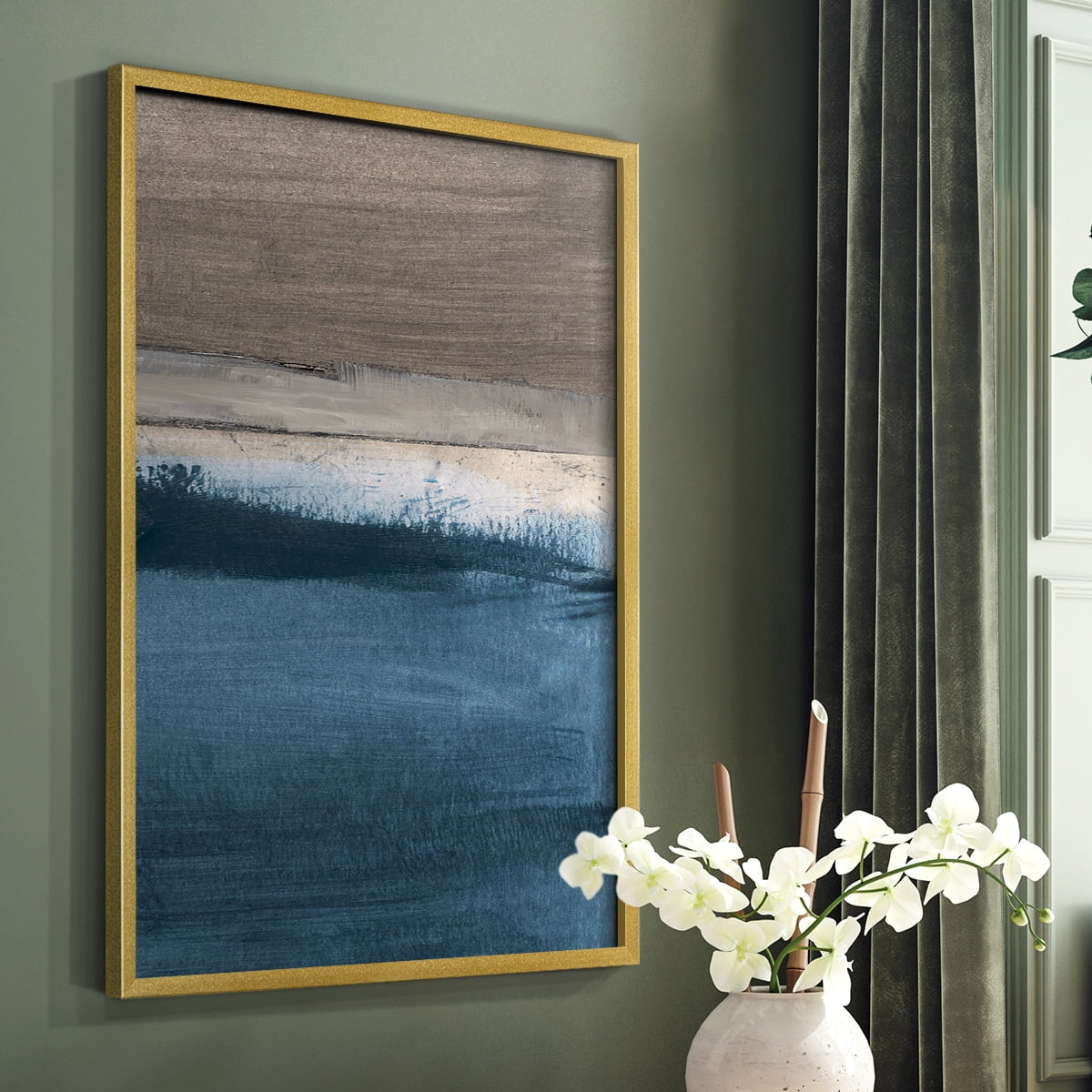 Midnight Sky II in Gold Solid Wood 8 x 10 Framed Print