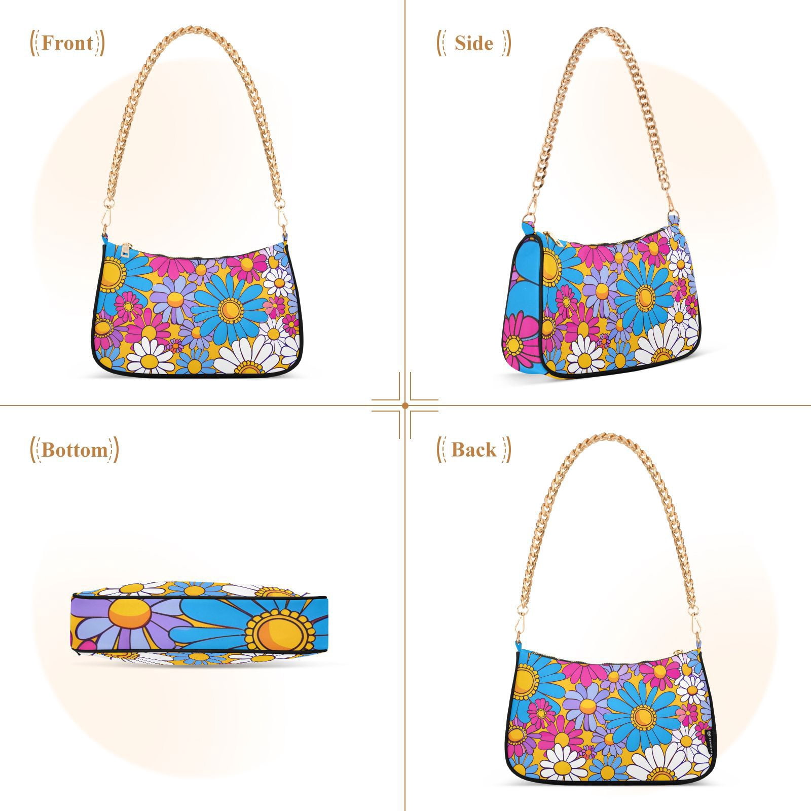 Flowers for FloralWomen Small Shoulder Bag Crossbody Tote Hobo Bags Purse Clutch Handbags with Chain Strap for Women
