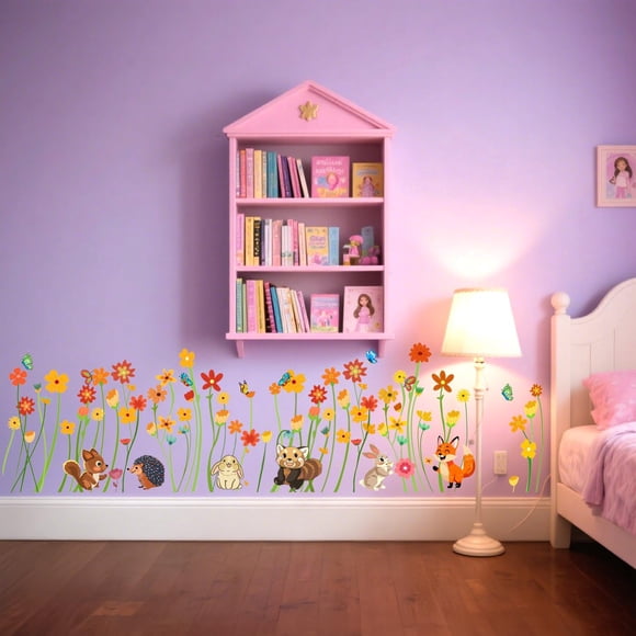 LOMILY Colorful Flowers Wall Decals for Girls Room Large,Flowers Wall Stickers babyroom,Nursery Daycare Preschool Playroom Decals,Cute Kids Wall Decors for Girls,Baby,Toddler.