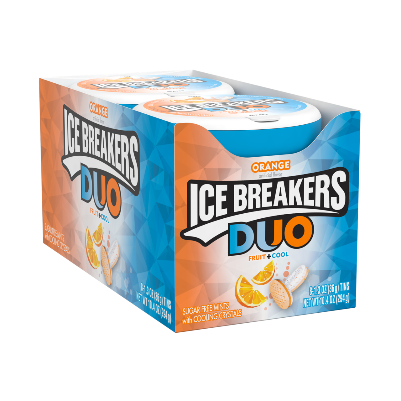 Ice Breakers Duos Breath Mints, Orange, 1.3 oz Tin (Pack of 8