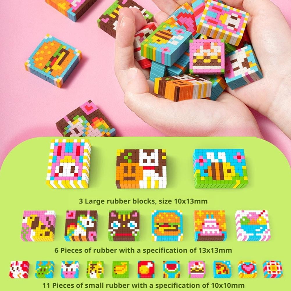 DIY Eraser Making Kit,Create Your Own Erasers Unique Patterns for Pixel Art Erasers, Complete Craft Set