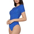 thumbnail image 2 of Naloa Blue Glitter Women's Short-Sleeved Onesie, One-Piece Swimsuit for Parties, dates, clubs - Small, 2 of 9