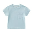 thumbnail image 2 of Ahuyic Summer Kids' Casual All Match Blouse, Solid Color Loose Short Sleeve Top For Girls And Boys,Summer Half-Sleeved Baby Summer Short -Sleeved T-Shirt Thin Round Neck Top, 2 of 4