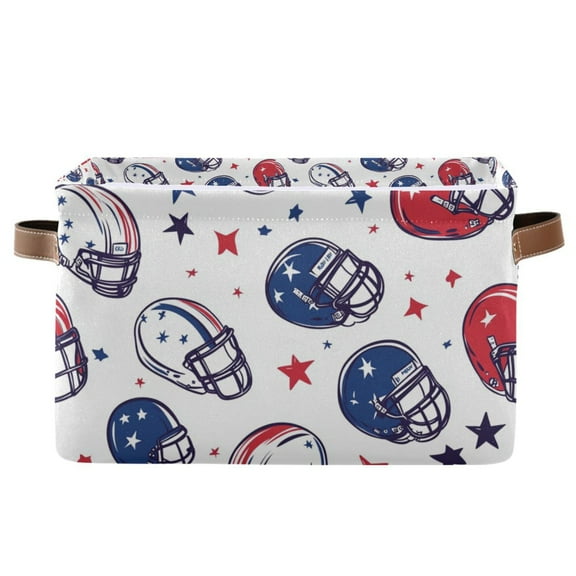 Yayeee Canvas Storage Basket with Handles for Shelves Fabric Bins Closet Organizer, Cartoon American Football Helmets