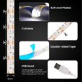 thumbnail image 3 of 5V USB LED Strip Light with Switch Decoration Waterproof Tape for House Room Backlight 1M 2M 3M 5M Ribbon, 3 of 6