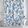 thumbnail image 3 of Blue Wildflowers Shower Curtain for Bathroom Decor, Spring Watercolor Blue Floral Leaf Plant Waterproof Fabric Shower Curtain, 48"x72" Set with 12 Hooks, 3 of 9