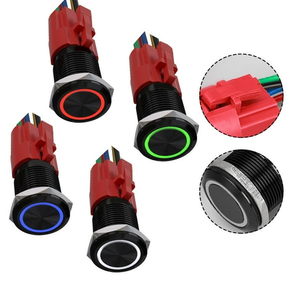 16Mm Metal Latching Push Button Switch 12V With Led Light Self-Locking/Rese Red Reset YIWEI