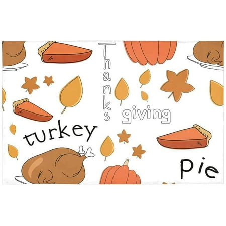 

ECZJNT Thanksgiving Turkey Pumpkin Placemat Plate Holder Set of 6 Table Mats Protector 12x18 inch