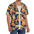 thumbnail image 2 of Fuzoiu fall Pumpkin Daisy Print Men's Casual Short,Men's Short Sleeve Shirt,Mens Casual Button Down Shirts,Cuban Collar Summer Shirt for Beach, Vacation, and Outdoor Activities-Medium, 2 of 5