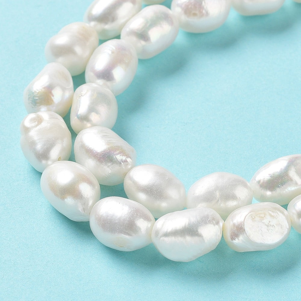 Natural Cultured Freshwater Pearl Beads Strands Two Side Polished Grade 5A Seashell Color 13~14x10~11x8~9mm Hole: 0.6mm about 32~36pcs/strand 15.55''(39.5~40.5cm)