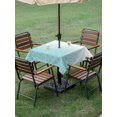 thumbnail image 5 of Outdoor Tablecloth with Umbrella Hole, Blue Morocan Spillproof Waterproof Outdoor Table Cover, Abstract Ombre Geometric Check Modern Patio Tablecloths for Party/Garden/Picnic, Square 60"x60", 5 of 9