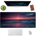 thumbnail image 3 of Desk Mat, Extended Gaming Mouse Pad (35.4x15.7 in), Large Non-Slip Rubber Base Mousepad with Stitched Edges, Waterproof Keyboard Mouse Mat Desk Pad for Work, Office, Home - Sunset Over The sea, 3 of 6