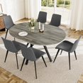thumbnail image 1 of Extendable Round Dining Table Set for 6 People, 43.3"-59.1" Extendable Kitchen Table with 6 Upholstered Chairs, Space Saving for Kitchen Dining Room (Grey Table+6 Grey Chairs), 1 of 13