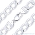 thumbnail image 1 of 12mm Cuban / Curb Link D-Cut Pave Italian Chain Bracelet in .925 Sterling Silver, 1 of 2