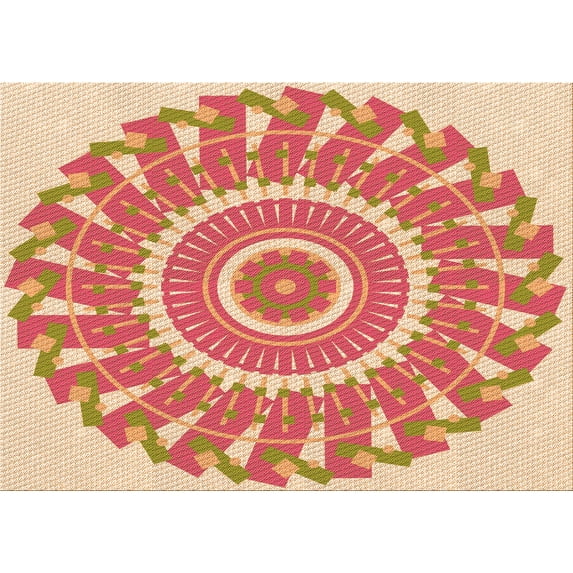 Ahgly Company Machine Washable Indoor Rectangle Transitional Grapefruit Red Area Rugs, 7' x 10'