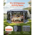 thumbnail image 3 of 12x12 FT Pop-Up Gazebo Screen Tent with Removable Top, 6-Sided Quick Setup Camping Canopy, 3 of 7