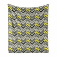 thumbnail image 1 of Retro Soft Flannel Fleece Blanket, Geometric Inspired Creative Illustration with Nostalgic Abstract Zigzags, Cozy Plush for Indoor and Outdoor Use, 50" x 60", Yellow Ivory and Grey, by Ambesonne, 1 of 5