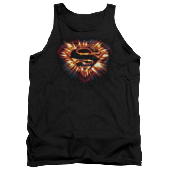 Superman Space Burst Shield Adult Tank Top Black