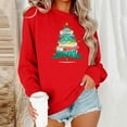 thumbnail image 2 of FAWUUDO Christmas Sweaters for Women Santa Christmas Tree Graphic Pullover Xmas Snowman Sweaters Red, 2 of 6