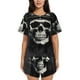 thumbnail image 1 of Balery Magician Hat Skull Conjunto de Pijama para Mujer con Estampado, Dos Piezas de Manga Corta y Shorts, Ropa de Dormir Suave con Cuello Redondo y Bolsillos-4X-Large, 1 of 6