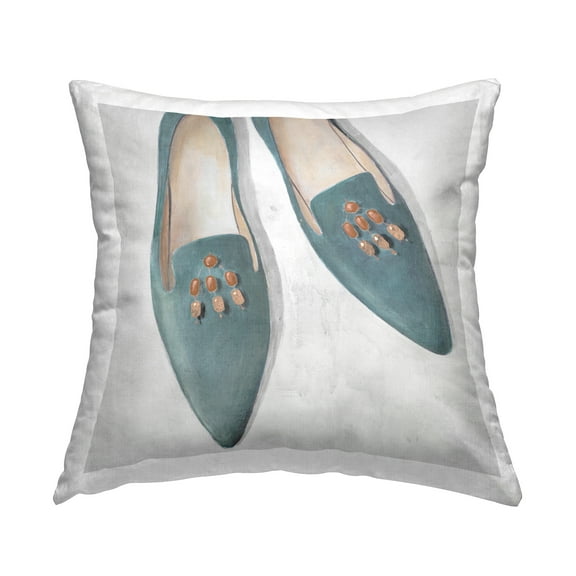 Stupell Industries Blue Flats with Beads Decorative Printed Throw Pillow Design by Lorenzo Collective.