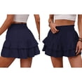 thumbnail image 2 of Women'S High Waist Ruffle Mini Skirt Tiered Short Skirt with Shorts Underneath M, 2 of 6