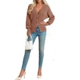 thumbnail image 3 of Deep V-neck Women Solid Button Down Slim Knit Cardigan Coat Sweater, 3 of 5