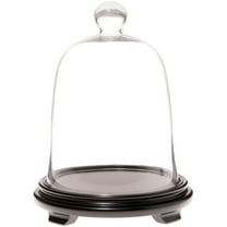 Plymor 8.5" x 11" Bell Jar Glass Display Dome Cloche, Black Wood Veneer Footed Base (Interior size 5.75" x 5.75")
