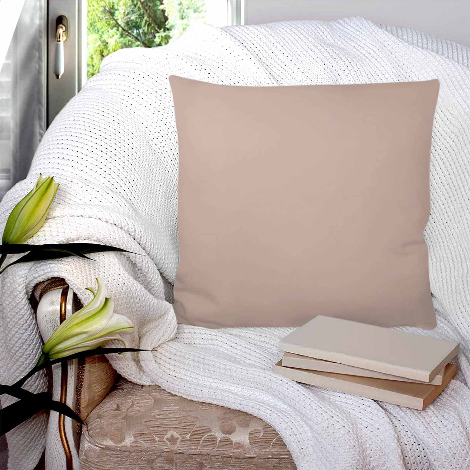 Brown 18x18 Pillow Covers Set of 2, Farmhouse Solid Brown Color Modern Art Throw Pillow Covers Decorative Couch Cushion Case, Microfiber Square Pillowcases for Bedroom Car Living Room