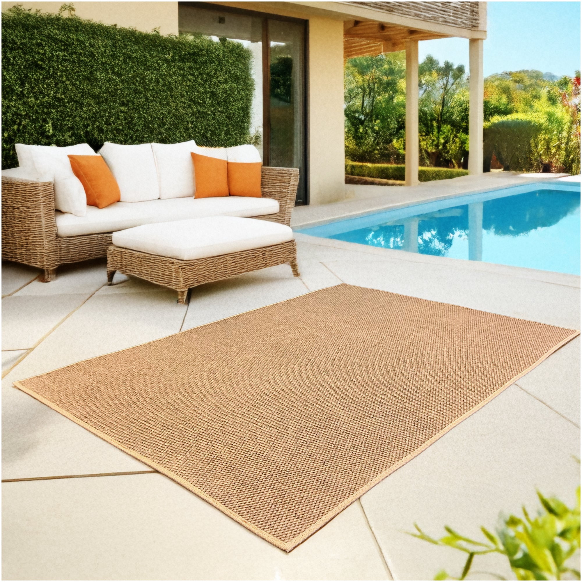 Koeckritz Rugs 4'x5' Soft Indoor/Outdoor Chestnut Bound Area Rug Lightweight, Easy to Clean & Move
