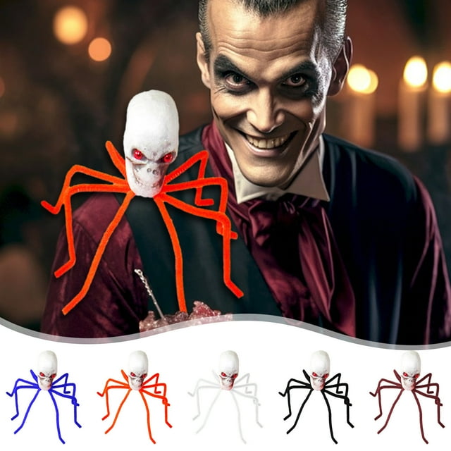 Xihbxyly Decoración de Araña con Cabeza Fantasma, Diseño de Calavera y Huesos Aterradores, Suministros para Fiesta de Halloween, Decoración Espeluznante para El Hogar, Escaparates, Material Abs Durad
