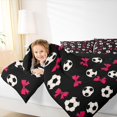 thumbnail image 5 of Manfei Football Soccer Full Size Bedding Sets, Cute Bowknot Full Size Bed in a Bag, Black HotPink White, Black Reversible 7-Piece, 5 of 6