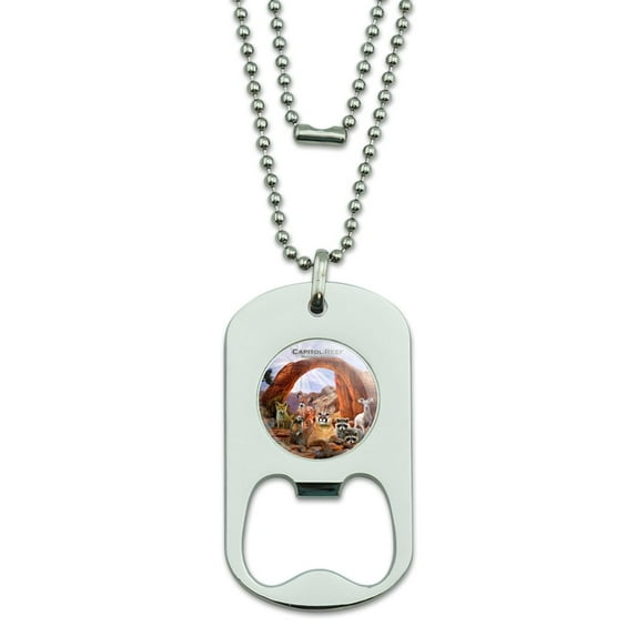 Capitol Reef National Park Utah UT Animals Cougar Prairie Dog Deer Raccoon Military Dog Tag Bottle Opener Pendant
