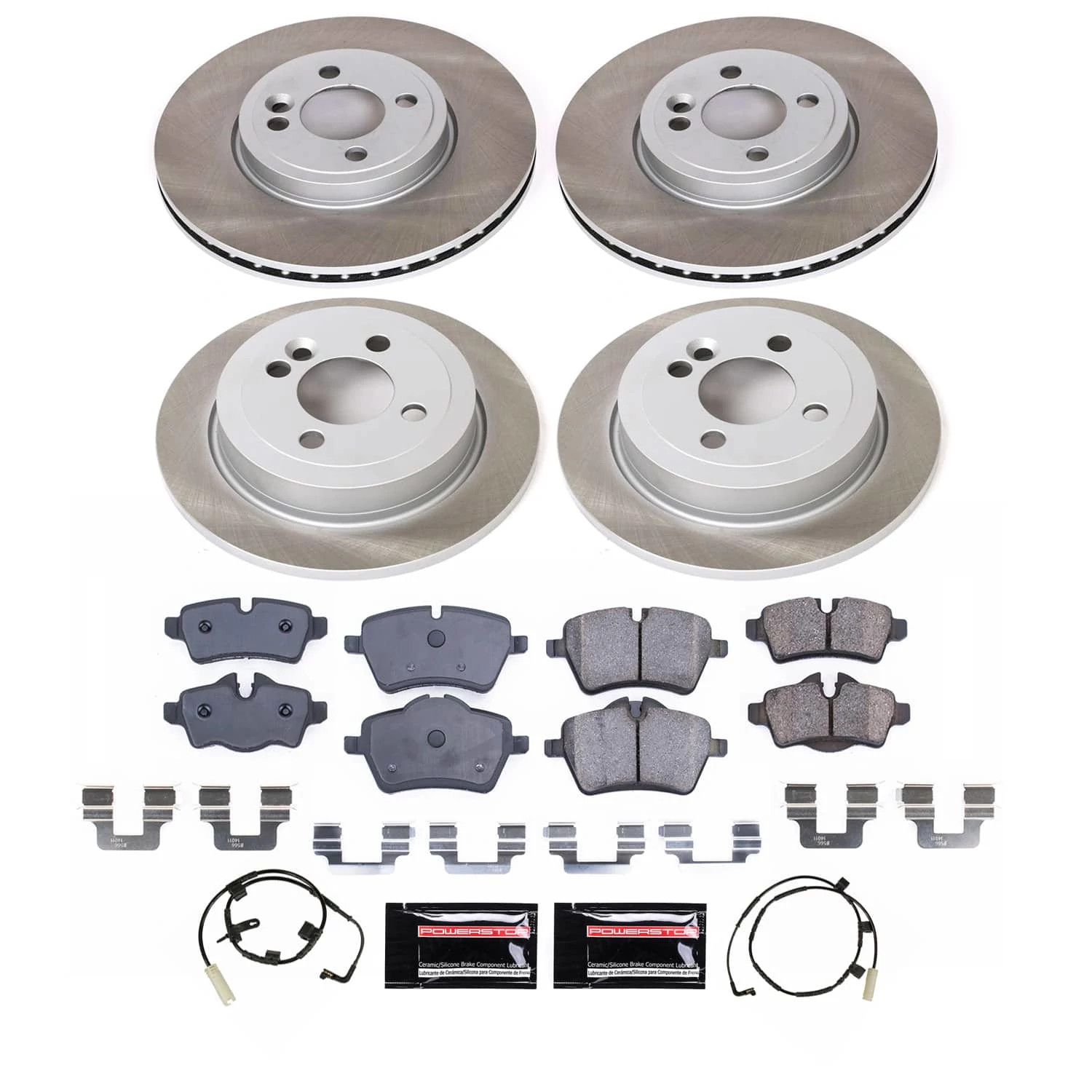 PowerStop Front and Rear Semi-Coated Rotor and Low-Dust Ceramic Brake Pad Kit SC6301