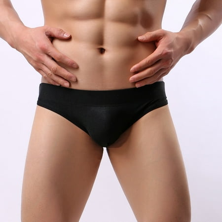 

MRULIC lingerie for women Men Underpants Low-Waisted Pure Color Swimming Briefs Underwear Knickers Black + S