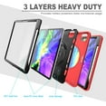 thumbnail image 2 of Dteck For Apple iPad Pro 11" 2018/Pro 11 2nd Generation (2020 Released),Shockproof Three-Layer Heavy Duty Protector Rubber Hybrid Hard Kickstand Case Built-in Screen Protector 11 inches,Red, 2 of 7