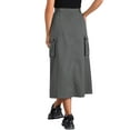 thumbnail image 3 of INSPIRE CHIC Women's Cargo Skirt Zip Midi Length with Pockets High Waisted Streetwear Casual Skirts XL Gray, 3 of 6