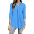 thumbnail image 3 of Bovxnpu 3/4 Length Sleeve Womens Tops, Dressy Casual Blouses Tunic Tops Basic Loose Shirts Summer Outfits Beach Vacation Plus Size Spring Clothes L, 3 of 6