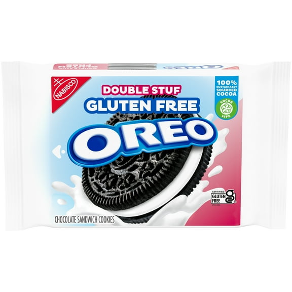 OREO Double Stuf Chocolate Sandwich Cookies, Baked Gluten Free, 14.03 oz, Shelf Stable, Plastic Tray