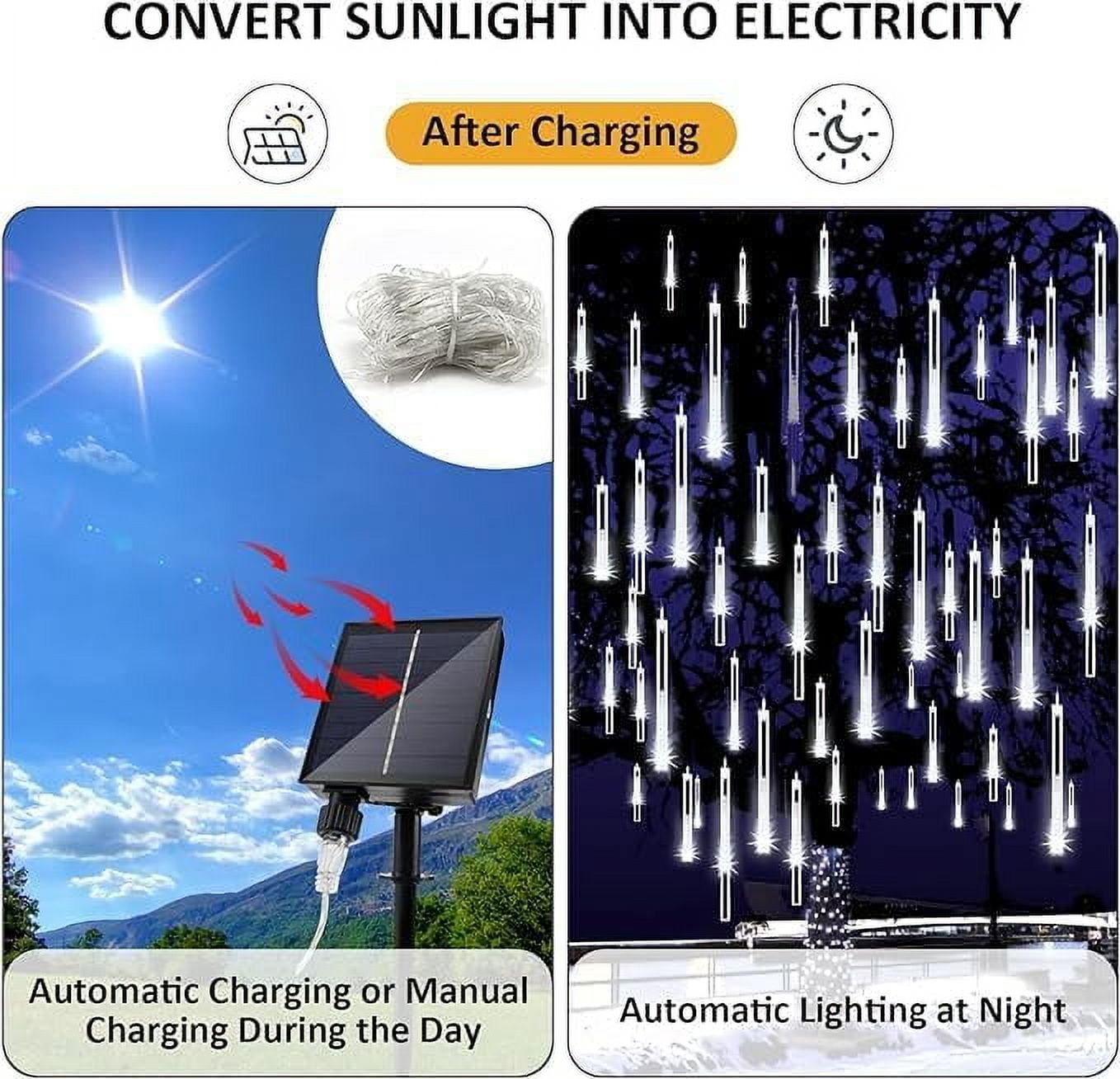 LED Outdoor String Solar, Rain Lights,Meteor Lights,Meteor rain Lights 30cm 10 Tube Solar rain Lights with for Christmas Parties Wedding Christmas Tree