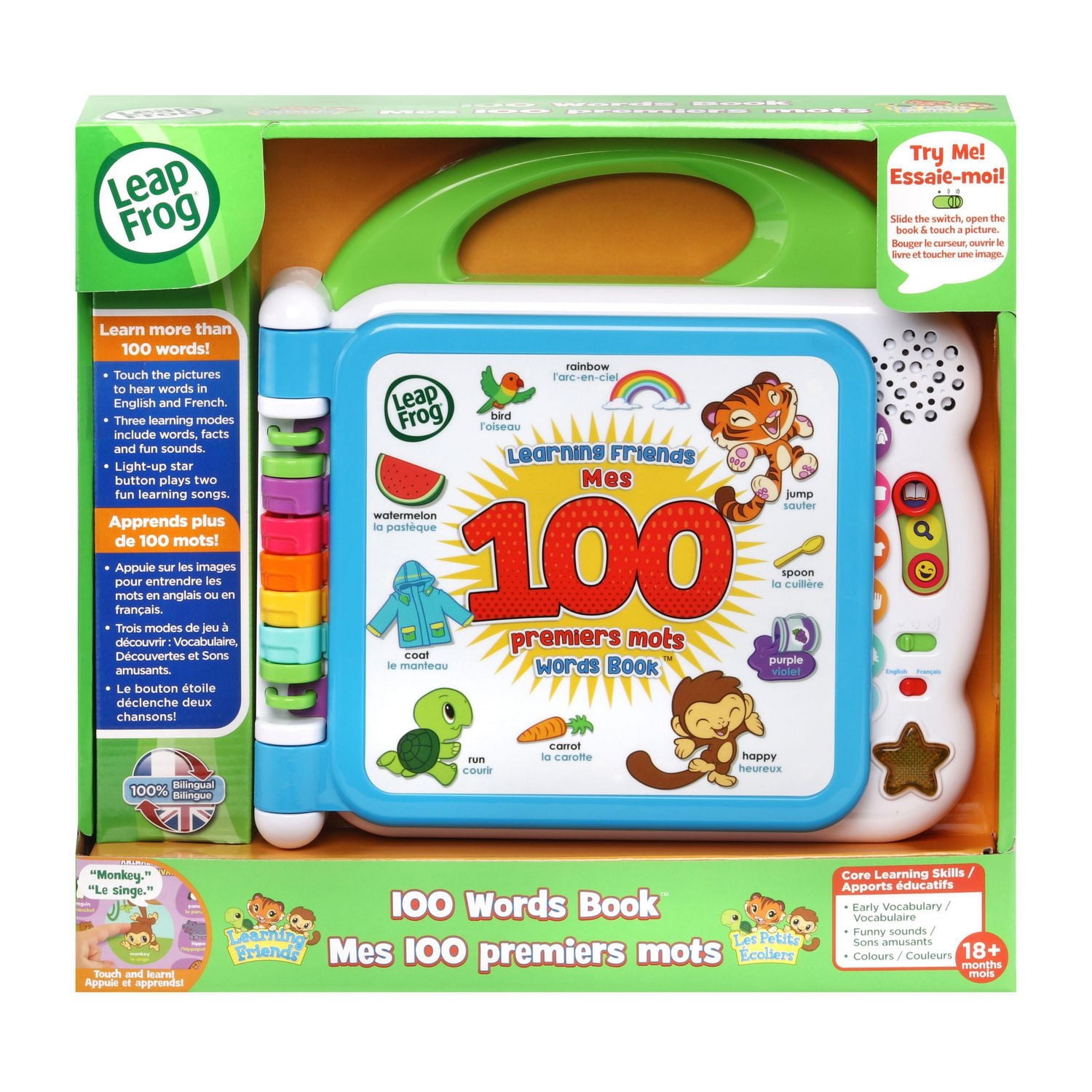 LeapFrog Learning Friends 100 Words Book - Interactive Learning Book for Toddlers, Bilingual English & French