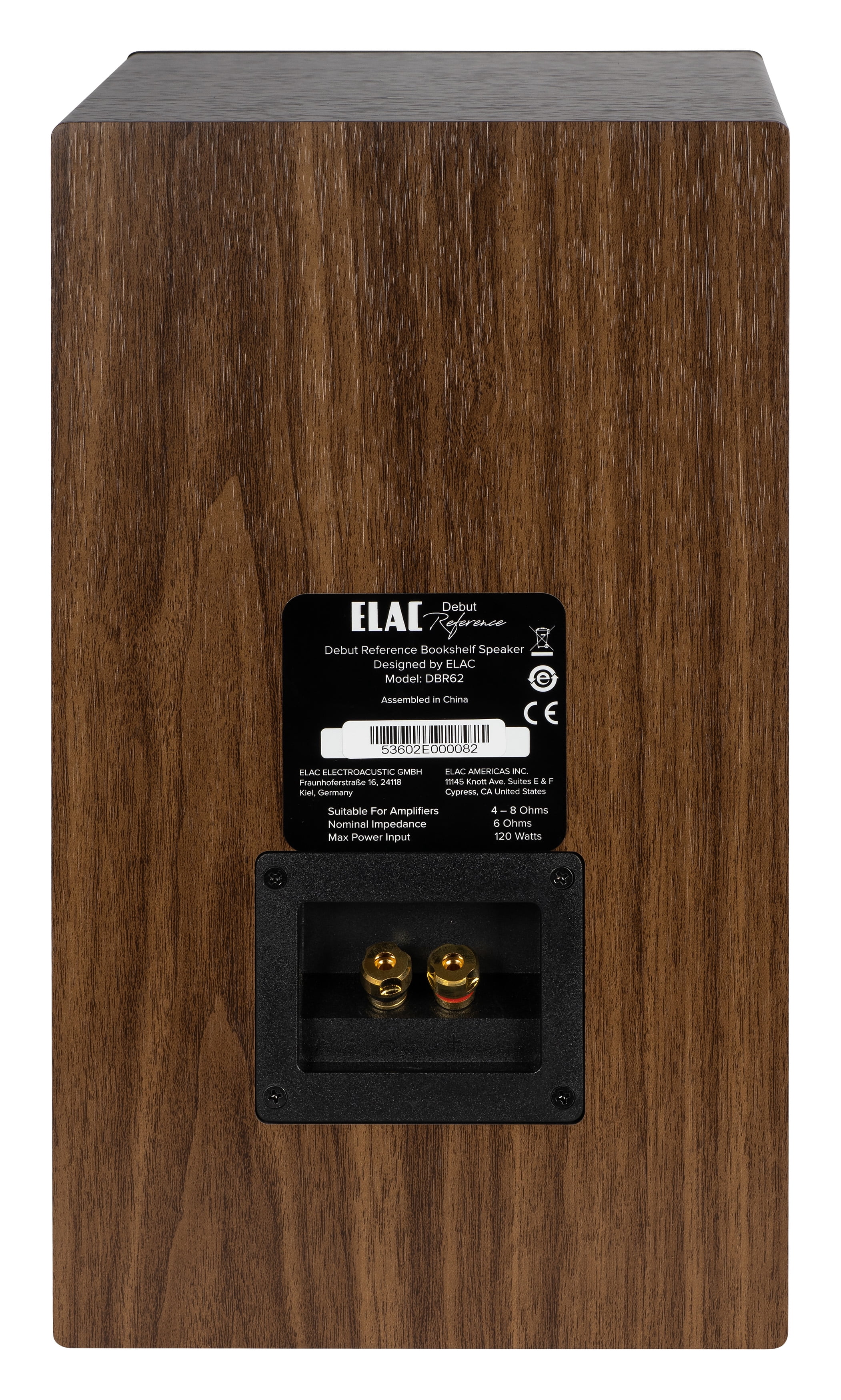 ELAC DBR62-BK Debut Reference Bookshelf Speaker Pair with a ELAC DCR52-BK Debut Reference Center Speaker with 5.25 Inch Woofers - Black/Walnut (2019)