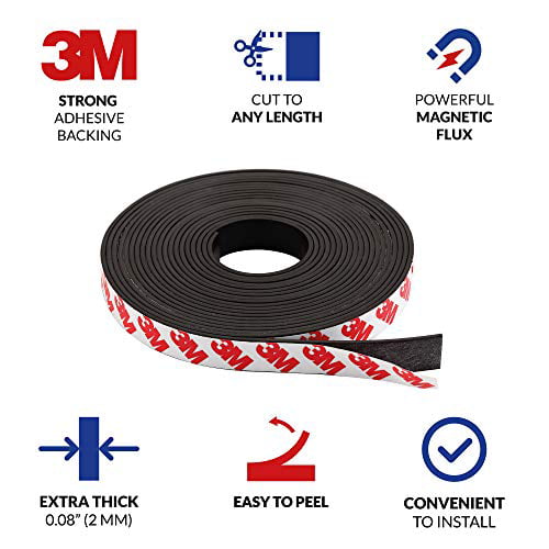 Applab Magnetic Tape 15 Feet Magnet Tape Roll (1/2 Wide x 15 ft Long) with 3M Strong Adhesive Backing Perfect for DIY Art Projects Whiteboards & F