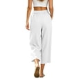 thumbnail image 6 of Ltctricy Wide Leg Capri Pants for Women Loose Fit Casual Cotton Linen Pants Beach Vacation Clothes with Pockets(White,X-Large), 6 of 6