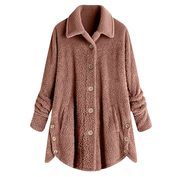 Women's Fleece Comfy Coats Hooded Long Sleeve Jackets Casual Loose Turndow Collar Button Cardigan Winter Warm Soft Velvet Sweaters 2025 Trendy