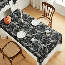 Halloween Lace Tablecloth 86.61x39.37" - Reusable Skull Print Gothic Party Table Cover for /Dinner Decor