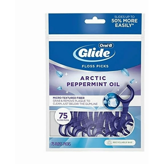 Oral-B Glide 3D White Floss Picks Arctic Peppermint Oil, 75CT Pack of 6